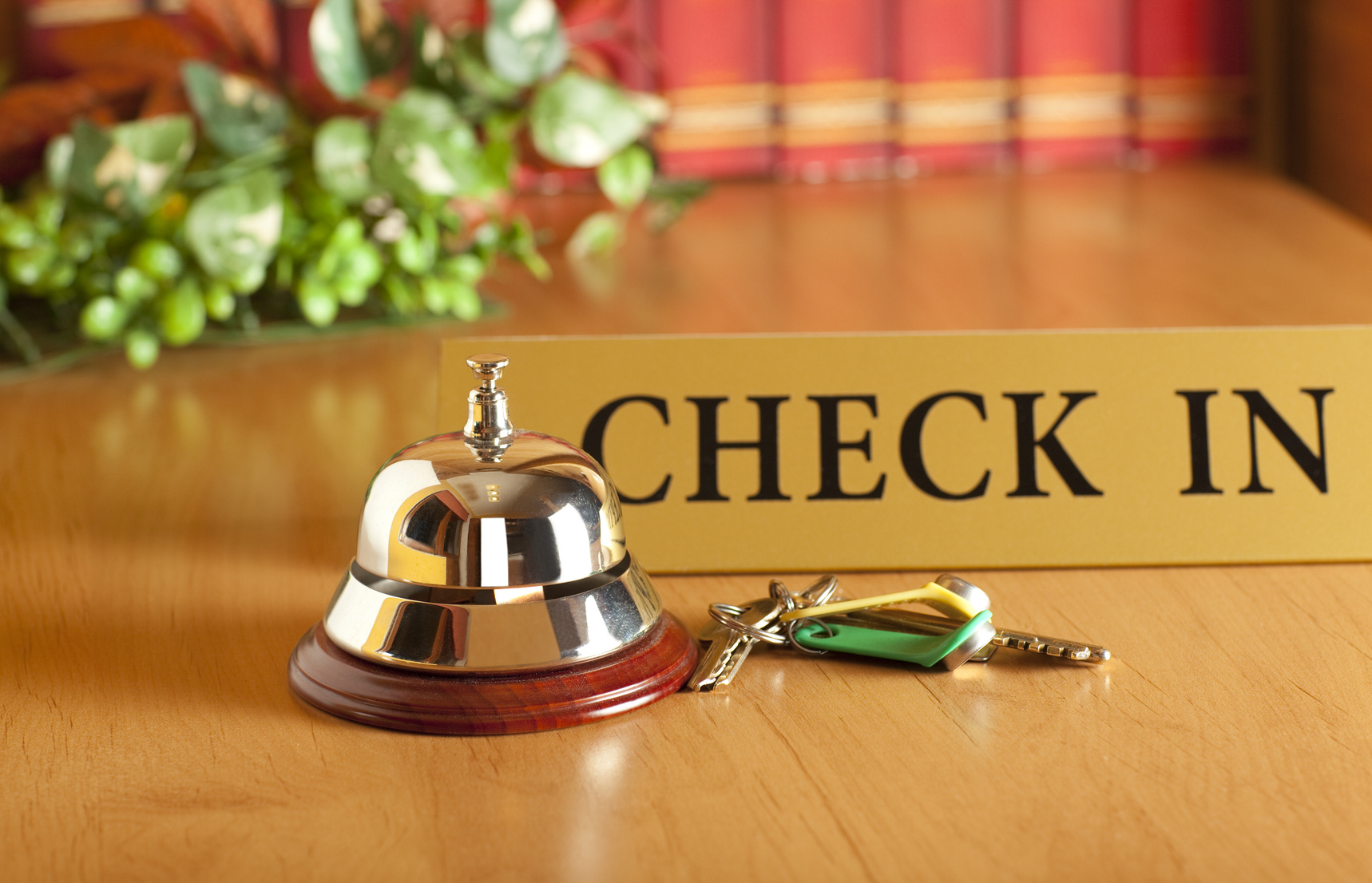 Vintage old hotel bell on the table